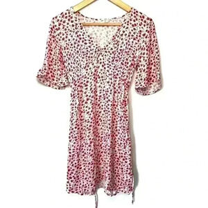 Billabong Red & White Floral Midi Dress XS V-Neck Garden Girl Euro Summer Dress